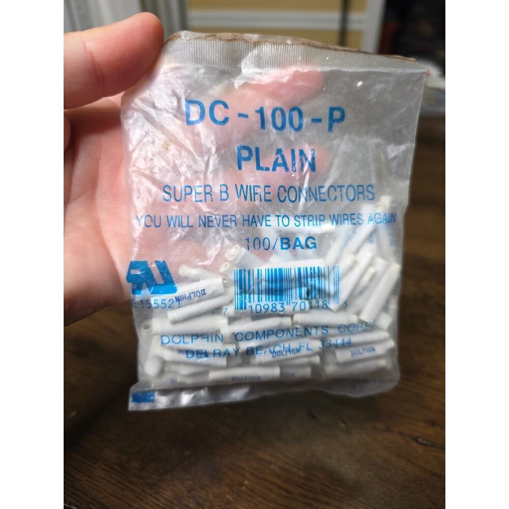 100 Pieces Dolphin DC-100P NEW WHITE Super B‎ Wire Connectors (Plain)